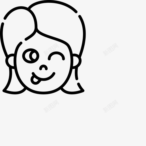 眨眼表情符号68线性svg_新图网 https://ixintu.com 眨眼 表情 符号 线性