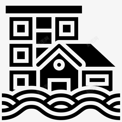 洪水城市灾难svg_新图网 https://ixintu.com 洪水 城市 灾难 河流 紧急 事件 铭文