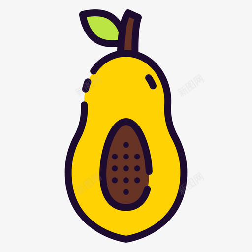 木瓜水果和蔬菜6线形颜色svg_新图网 https://ixintu.com 木瓜 水果 蔬菜 线形 颜色