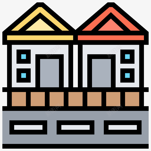 住宅102号建筑线性颜色svg_新图网 https://ixintu.com 住宅 102号 建筑 线性 颜色