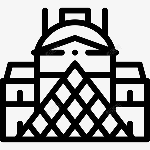 卢浮宫博物馆法国11线性svg_新图网 https://ixintu.com 卢浮宫 博物馆 法国 线性