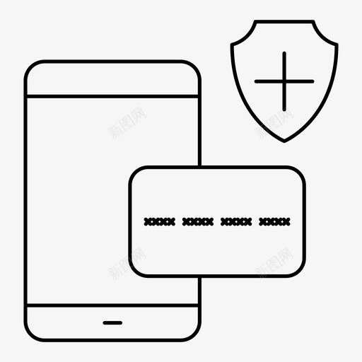 智能手机和信用卡保护增加信用卡盾svg_新图网 https://ixintu.com 信用卡 智能 手机 保护 增加 金融 四季