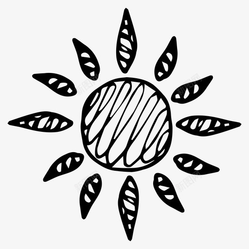 太阳花素描svg_新图网 https://ixintu.com 太阳 素描 黑太阳