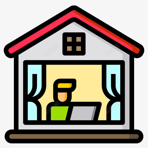 工作在家工作86线性颜色svg_新图网 https://ixintu.com 工作 在家 线性 颜色