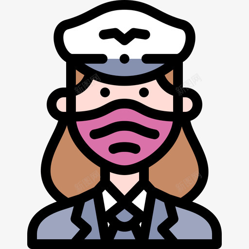 飞行员带医用面罩的头像1线性颜色svg_新图网 https://ixintu.com 飞行员 医用 面罩 头像 线性 颜色