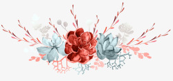 唯美红色珊瑚花卉婚礼请柬装饰模板图案手账71唯美红素材