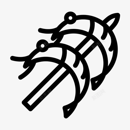 烤虾svg_新图网 https://ixintu.com 烤虾 烧烤 线性 扁平 单色 简约