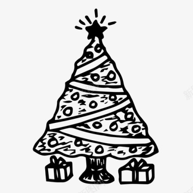 圣诞树手绘新年图标