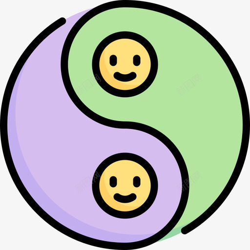 阴阳嬉皮士51线性颜色svg_新图网 https://ixintu.com 阴阳 嬉皮士 线性 颜色