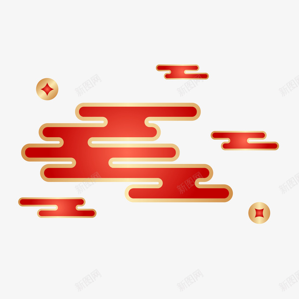 红金云纹透明元素png免抠素材_新图网 https://ixintu.com 红 金 云 纹