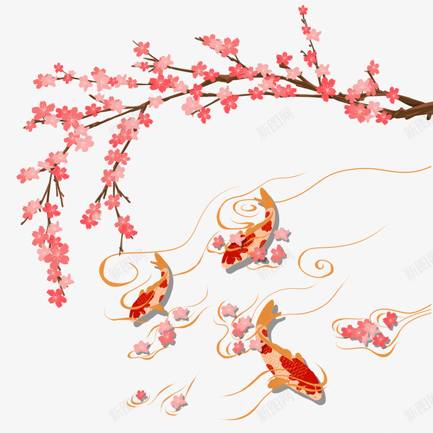 日本春天樱花锦鲤池塘风景png免抠素材_新图网 https://ixintu.com 好运锦鲤 日本 春天 樱花 池塘风景 转发锦鲤 锦鲤