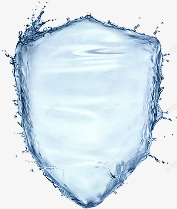 蓝色水晶水盾牌png免抠素材_新图网 https://ixintu.com 盾牌 水 溅水 蓝色