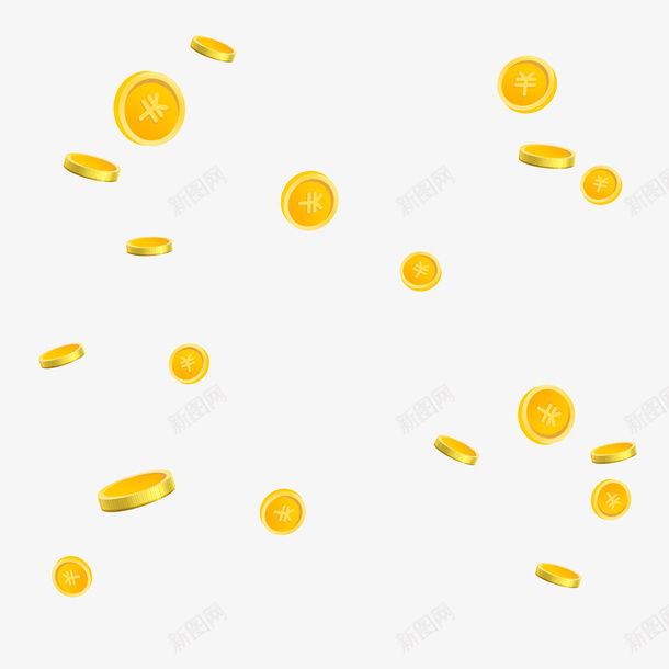 散落的金币钱币装饰元素png免抠素材_新图网 https://ixintu.com 装饰 货币 金币 钱币 飞扬的金币