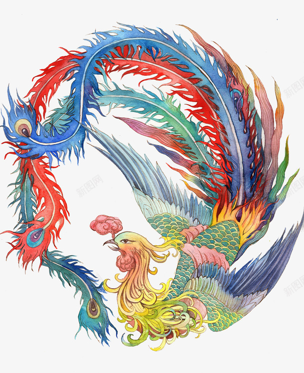 七彩中国凤凰png免抠素材_新图网 https://ixintu.com 国潮 双11 霜降 重阳节 中国凤凰