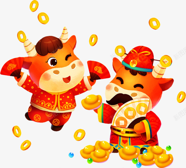 牛年过年卡通牛春节png免抠素材_新图网 https://ixintu.com 牛年 过年 卡通 牛 春节