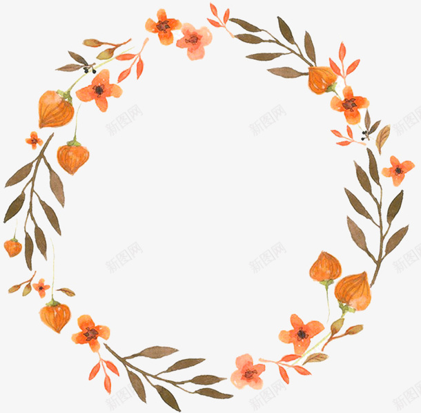 花圈花边花环png免抠素材_新图网 https://ixintu.com 头花圈 手绘 花环 花环手绘 边框