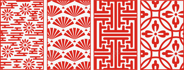 中国风传统花纹矢量素材cdr免抠素材_新图网 https://ixintu.com 中国风 传统 花纹 窗花 扇子 古风