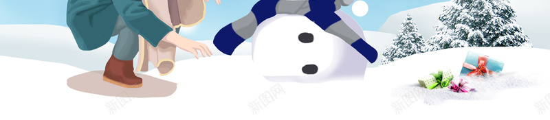 卡通人物堆雪人树枝装饰元素图psd设计背景_新图网 https://ixintu.com 卡通人物 堆雪人 树枝 装饰元素 背景图 雪花