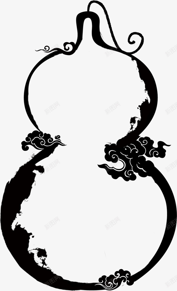 葫芦水墨古风png免抠素材_新图网 https://ixintu.com 葫芦 水墨 古风 云纹
