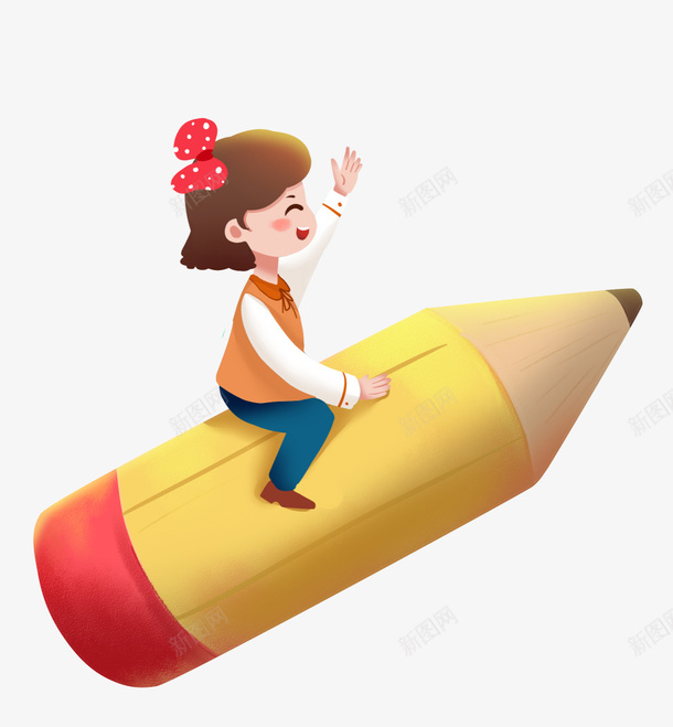 小孩铅笔飞翔png免抠素材_新图网 https://ixintu.com 铅笔 飞翔 小孩 坐飞机飞