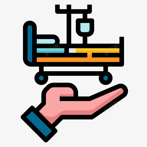 病床健康保险线性颜色svg_新图网 https://ixintu.com 病床 健康保险 线性 颜色