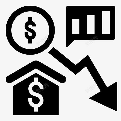 贷款资产衰退svg_新图网 https://ixintu.com 贷款 资产 衰退 次贷 金融 危机 glyph 0000020