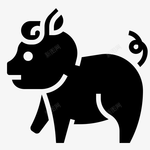 猪动物家畜svg_新图网 https://ixintu.com 家畜 动物 农场 养殖 雕文 0000055