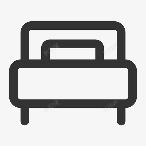 优品家居单线床svg_新图网 https://ixintu.com 优品 家居 单线 线性 扁平 单色 简约 方正