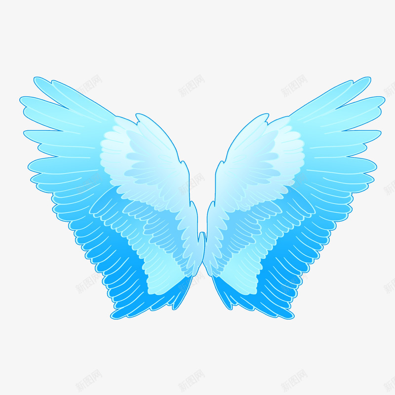 手绘彩色的翅膀png免抠素材_新图网 https://ixintu.com 彩色 青色 蓝色 羽毛 逼真 美丽 天使翅膀 彩色 光亮 大翅膀 荧光