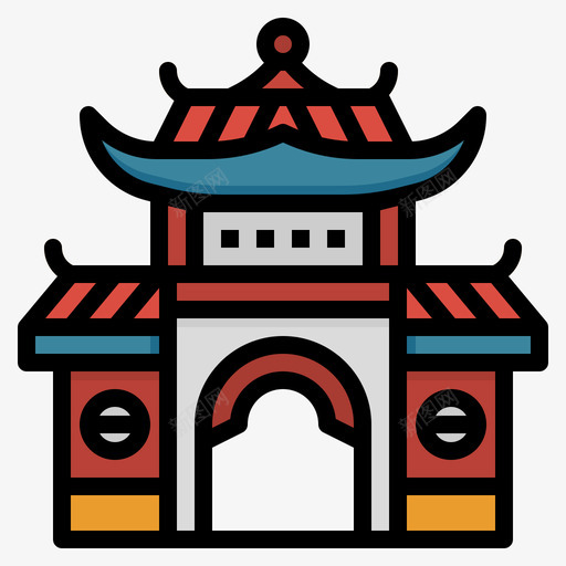 中国庙宇农历新年53线纹色彩svg_新图网 https://ixintu.com 中国 庙宇 农历 新年 线纹 色彩