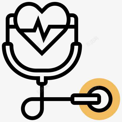 听诊器医学技术12黄影svg_新图网 https://ixintu.com 听诊器 医学 技术 黄影