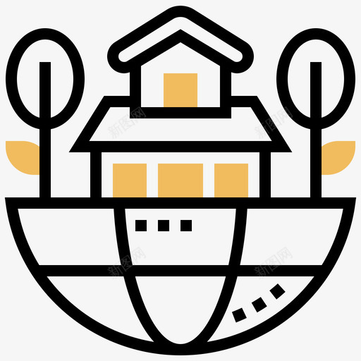 可持续家园建筑80黄影svg_新图网 https://ixintu.com 持续 家园 建筑 黄影