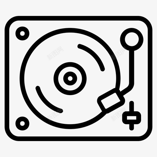 留声机音乐播放器录音机svg_新图网 https://ixintu.com 音乐 留声机 播放器 录音机 复古 乙烯基 转盘 多媒体 线路 图标