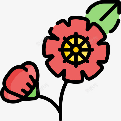 花自然花5线状颜色svg_新图网 https://ixintu.com 自然 线状 颜色