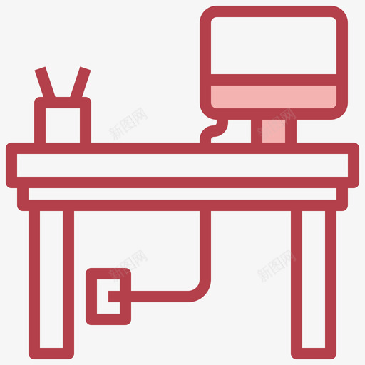 办公桌办公家具7红色svg_新图网 https://ixintu.com 办公桌 办公 家具 红色