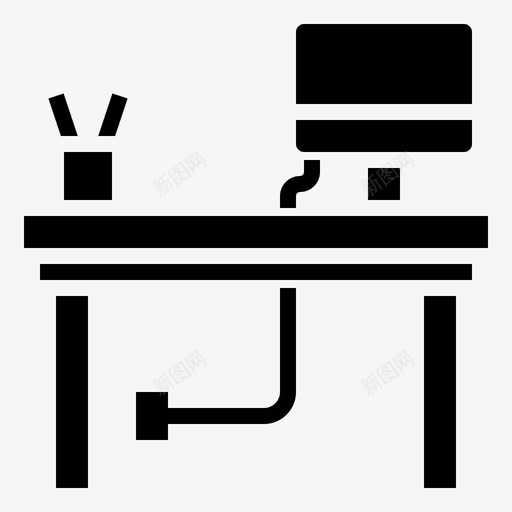 办公桌办公家具8填充svg_新图网 https://ixintu.com 办公桌 办公 家具 填充