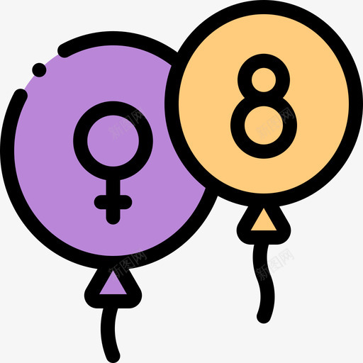气球妇女节37线性颜色svg_新图网 https://ixintu.com 气球 妇女节 线性 颜色