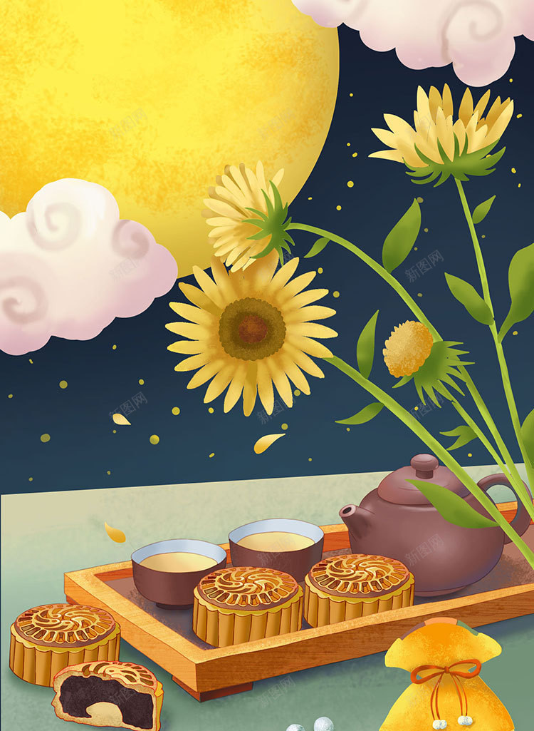 中秋佳节月饼月亮团圆手绘卡通jpg设计背景_新图网 https://ixintu.com 中秋 佳节 月饼 月亮 团圆 手绘 卡通 包装 插画 电商 专题