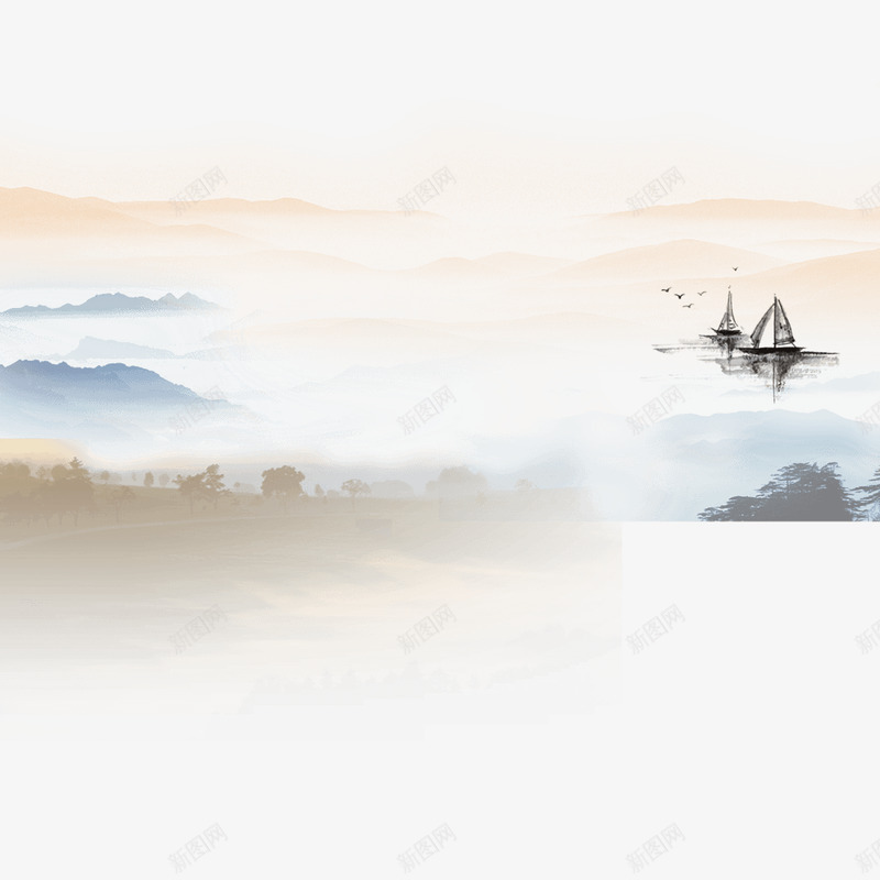 中国风水墨山水晕染远山风景山峰国画山水画黑白色雾气png免抠素材_新图网 https://ixintu.com 中国 国风 水墨 山水 晕染 远山 风景 山峰 国画 山水画 黑白