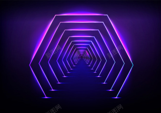未来科技无限隧道视错觉效果全息平面设计背景