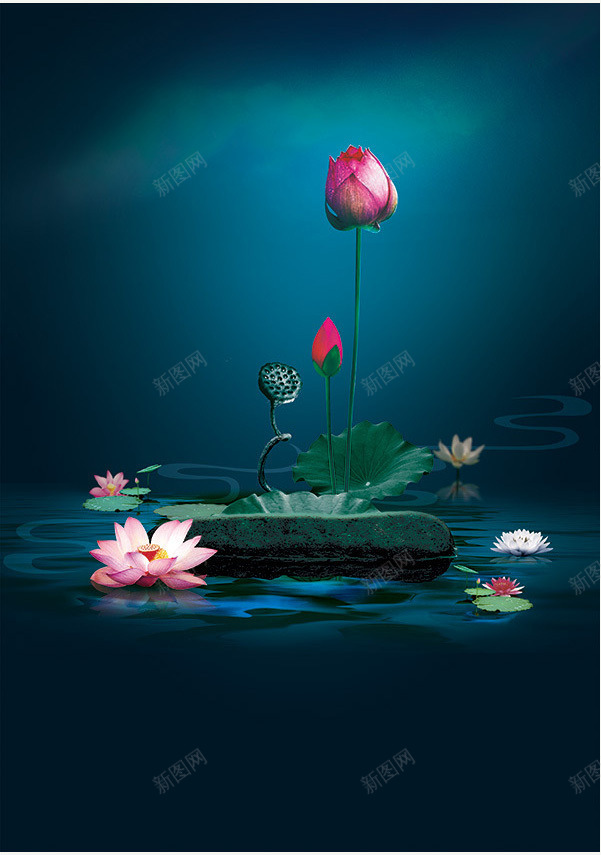 高雅水墨荷花图psd分层高雅水墨荷花图psd分层荷jpg设计背景_新图网 https://ixintu.com 高雅 水墨 荷花 分层