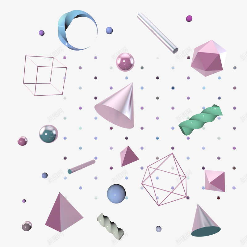 C4D粉色紫色蓝三维立体几何矢量图形Moegverpng_新图网 https://ixintu.com 粉色 紫色 三维 立体几何 矢量 矢量图 图形