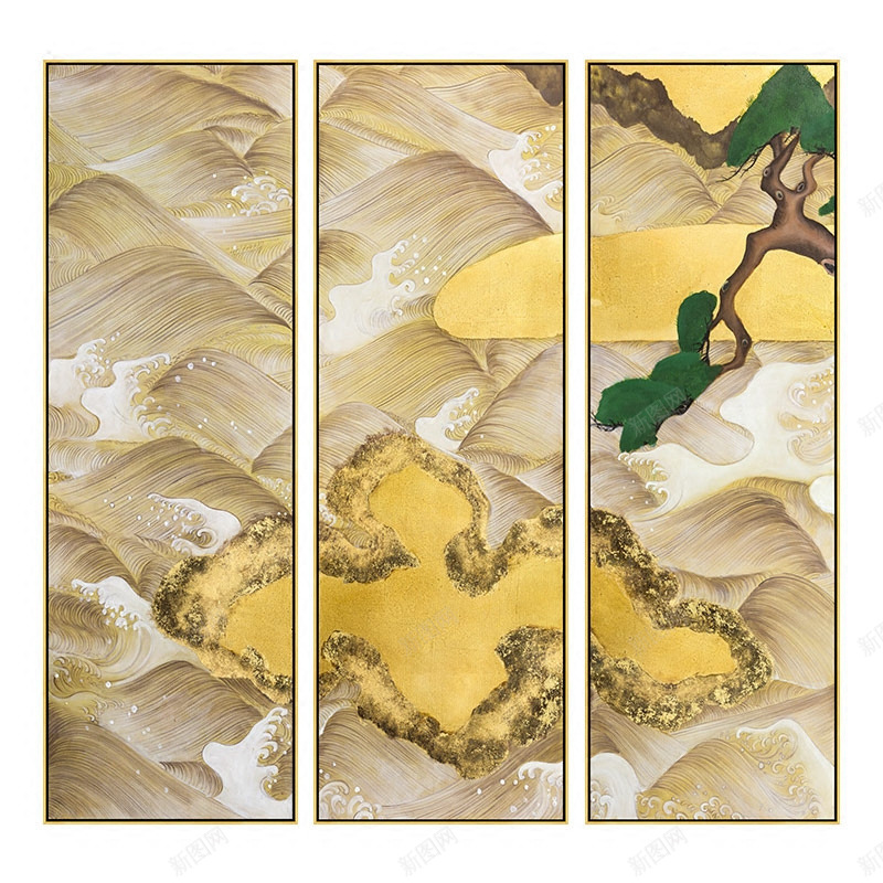 新中式沙发墙壁画客厅装饰画金箔手绘山水风景画三联画jpg设计背景_新图网 https://ixintu.com 新中式 中式 沙发 墙壁 壁画 客厅 装饰画 金箔 手绘 山水 风景画