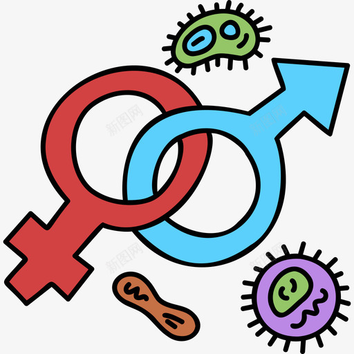 性传播疾病病毒传播4颜色svg_新图网 https://ixintu.com 传播 疾病 病毒 颜色