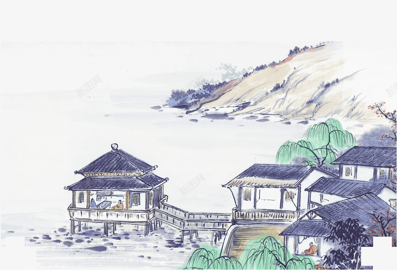 中国风手绘水墨古风江南山水徽派建筑屋檐房檐房屋黑白png免抠素材_新图网 https://ixintu.com 中国 国风 手绘 水墨 古风 江南 山水 徽派 建筑 屋檐 房檐