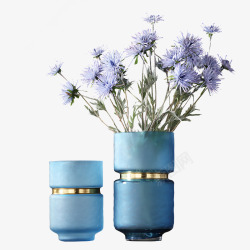 简约现代创意蓝色磨砂玻璃花瓶家居玄关客厅餐桌装饰品素材
