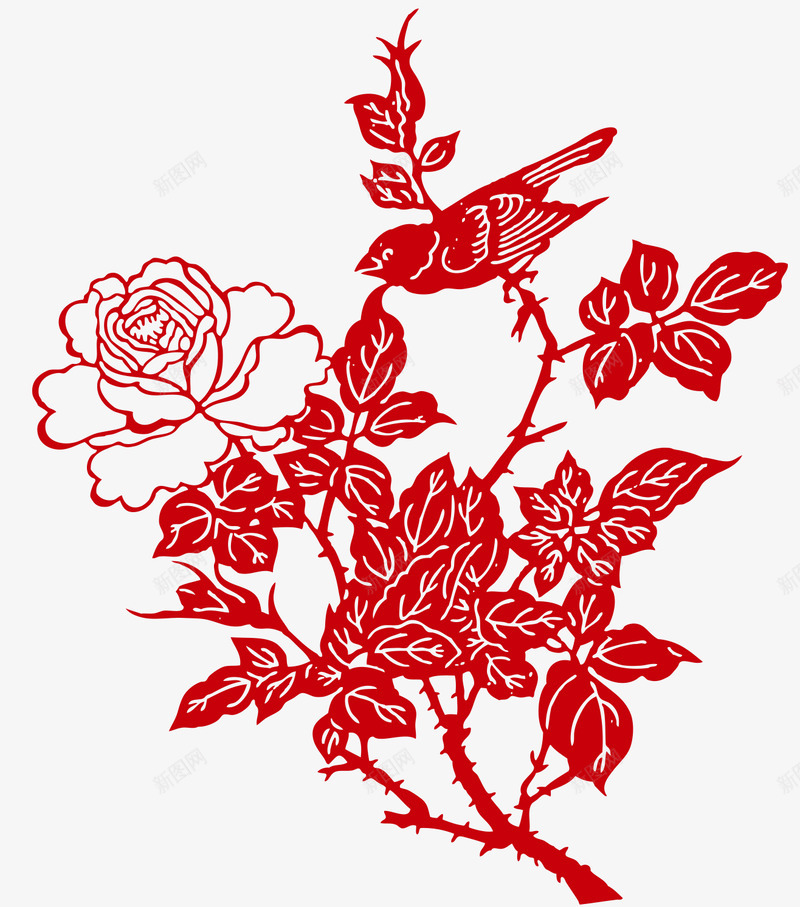 牡丹花剪纸矢量免扣png免抠素材_新图网 https://ixintu.com 牡丹花 剪纸 矢量 免扣