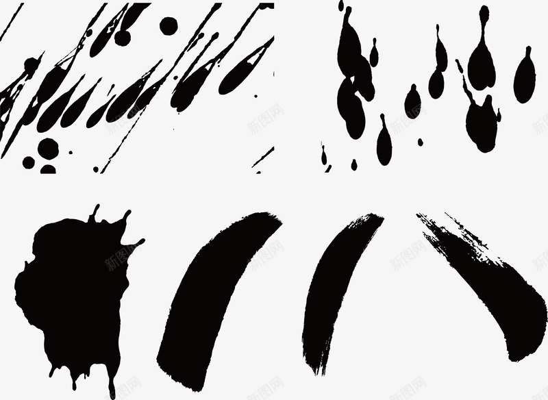 黑墨绘画艺术笔刷创意墨水弧度效果笔画集合png免抠素材_新图网 https://ixintu.com 涂鸦 笔刷 波浪 创意 墨水 弧度 弧线 效果 曲线 画笔 笔画 笔划 绘图 艺术 设计 集合 飞溅 黑色