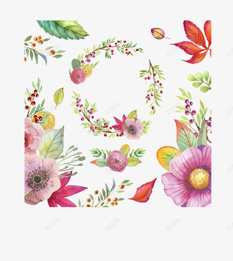 水彩秋季花卉矢量lanrentukucompng_新图网 https://ixintu.com 水彩 秋季 花卉 矢量