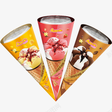 新品阿波罗甜筒冰淇淋草莓巧克力芒果口味雪糕整箱批冷图标